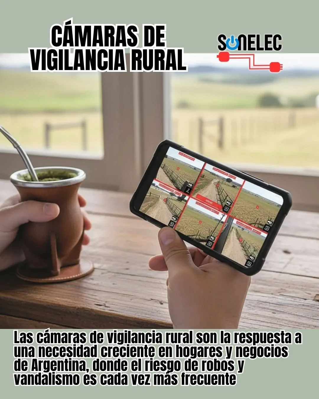 Cámaras de vigilancia rural de Sonelec para seguridad en hogares y negocios.